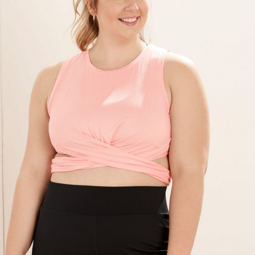 Fabletics Marissa Light Pink Tie-Up Workout Gym Tank size XL